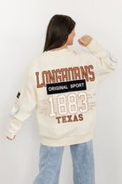 TEXAS LONGHORNS GAMEDAY SLAY BLACK LABEL PREMIUM FLEECE DROP SHOULDER CREWNECK BY MADI PREWETT TROUTT