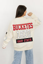 OHIO STATE BUCKEYES GAMEDAY SLAY BLACK LABEL PREMIUM FLEECE DROP SHOULDER CREWNECK BY MADI PREWETT TROUTT