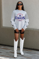 AMERICAN UNIVERSITY EAGLES SWEET MOVES CREWNECK FLEECE WITH JERSEY MESH CONTRASTING SHOULDER INSERT