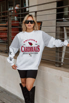 ARIZONA CARDINALS SWEET MOVES CREWNECK FLEECE WITH JERSEY MESH CONTRASTING SHOULDER INSERT