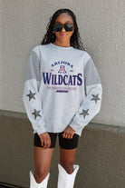 ARIZONA WILDCATS SWEET MOVES CREWNECK FLEECE WITH JERSEY MESH CONTRASTING SHOULDER INSERT