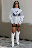 AUBURN TIGERS SWEET MOVES CREWNECK FLEECE WITH JERSEY MESH CONTRASTING SHOULDER INSERT