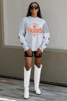 CLEMSON TIGERS SWEET MOVES CREWNECK FLEECE WITH JERSEY MESH CONTRASTING SHOULDER INSERT