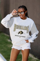 COLORADO BUFFALOES DYNAMIC CREWNECK FLEECE WITH JERSEY MESH CONTRASTING SHOULDER INSERT