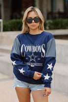 DALLAS COWBOYS SHINING SPIRIT CREWNECK FLEECE WITH JERSEY MESH CONTRASTING SHOULDER INSERT