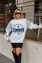 DALLAS COWBOYS SWEET MOVES CREWNECK FLEECE WITH JERSEY MESH CONTRASTING SHOULDER INSERT