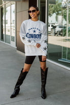 DALLAS COWBOYS SWEET MOVES CREWNECK FLEECE WITH JERSEY MESH CONTRASTING SHOULDER INSERT