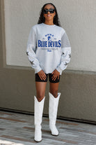 DUKE BLUE DEVILS SWEET MOVES CREWNECK FLEECE WITH JERSEY MESH CONTRASTING SHOULDER INSERT