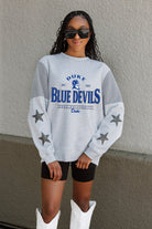 DUKE BLUE DEVILS SWEET MOVES CREWNECK FLEECE WITH JERSEY MESH CONTRASTING SHOULDER INSERT