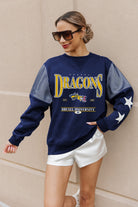 DREXEL UNIVERSITY DRAGONS SHINING SPIRIT CREWNECK FLEECE WITH JERSEY MESH CONTRASTING SHOULDER INSERT AND RIBBED CUFFS AND WAISTBAND