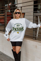 GREEN BAY PACKERS SWEET MOVES CREWNECK FLEECE WITH JERSEY MESH CONTRASTING SHOULDER INSERT