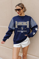 GEORGE WASHINGTON REVOLUTIONARIES SHINING SPIRIT CREWNECK FLEECE WITH JERSEY MESH CONTRASTING SHOULDER INSERT AND RIBBED CUFFS AND WAISTBAND