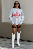 HOUSTON COUGARS SWEET MOVES CREWNECK FLEECE WITH JERSEY MESH CONTRASTING SHOULDER INSERT