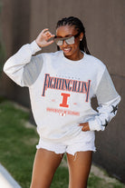 ILLINOIS FIGHTING ILLINI DYNAMIC CREWNECK FLEECE WITH JERSEY MESH CONTRASTING SHOULDER INSERT