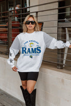 LOS ANGELES RAMS SWEET MOVES CREWNECK FLEECE WITH JERSEY MESH CONTRASTING SHOULDER INSERT