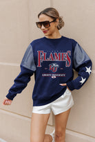 LIBERTY FLAMES SHINING SPIRIT CREWNECK FLEECE WITH JERSEY MESH CONTRASTING SHOULDER INSERT AND RIBBED CUFFS AND WAISTBAND