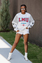 LOYOLA MARYMOUNT LIONS SHINING SPIRIT CREWNECK FLEECE WITH JERSEY MESH CONTRASTING SHOULDER INSERT AND RIBBED CUFFS AND WAISTBAND