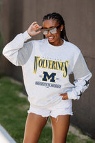 MICHIGAN WOLVERINES DYNAMIC CREWNECK FLEECE WITH JERSEY MESH CONTRASTING SHOULDER INSERT