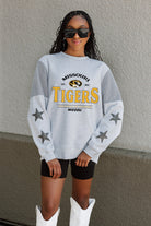 MISSOURI TIGERS SWEET MOVES CREWNECK FLEECE WITH JERSEY MESH CONTRASTING SHOULDER INSERT