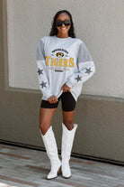 MISSOURI TIGERS SWEET MOVES CREWNECK FLEECE WITH JERSEY MESH CONTRASTING SHOULDER INSERT