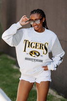 MISSOURI TIGERS DYNAMIC CREWNECK FLEECE WITH JERSEY MESH CONTRASTING SHOULDER INSERT