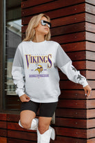 MINNESOTA VIKINGS SHINING SPIRIT CREWNECK FLEECE WITH JERSEY MESH CONTRASTING SHOULDER INSERT