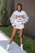 NORTH CAROLINA CENTRAL EAGLES SHINING SPIRIT CREWNECK FLEECE WITH JERSEY MESH CONTRASTING SHOULDER INSERT AND RIBBED CUFFS AND WAISTBAND