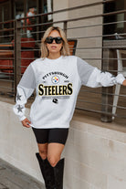 PITTSBURGH STEELERS SWEET MOVES CREWNECK FLEECE WITH JERSEY MESH CONTRASTING SHOULDER INSERT