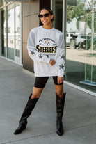 PITTSBURGH STEELERS SWEET MOVES CREWNECK FLEECE WITH JERSEY MESH CONTRASTING SHOULDER INSERT