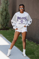 PORTLAND PILOTS SHINING SPIRIT CREWNECK FLEECE WITH JERSEY MESH CONTRASTING SHOULDER INSERT AND RIBBED CUFFS AND WAISTBAND