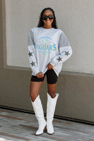 SOUTHERN JAGUARS SWEET MOVES CREWNECK FLEECE WITH JERSEY MESH CONTRASTING SHOULDER INSERT