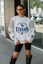 TENNESSEE TITANS SWEET MOVES CREWNECK FLEECE WITH JERSEY MESH CONTRASTING SHOULDER INSERT