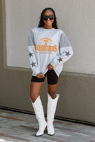 TENNESSEE VOLUNTEERS SWEET MOVES CREWNECK FLEECE WITH JERSEY MESH CONTRASTING SHOULDER INSERT