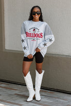 GEORGIA BULLDOGS SWEET MOVES CREWNECK FLEECE WITH JERSEY MESH CONTRASTING SHOULDER INSERT