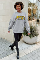 APPALACHIAN STATE MOUNTAINEERS COMPETITIVE EDGE FLEECE PULLOVER WITH JEWEL SLEEVE EMBELLISHMENTS