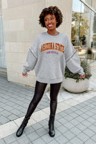 ARIZONA STATE SUN DEVILS COMPETITIVE EDGE FLEECE PULLOVER WITH JEWEL SLEEVE EMBELLISHMENTS