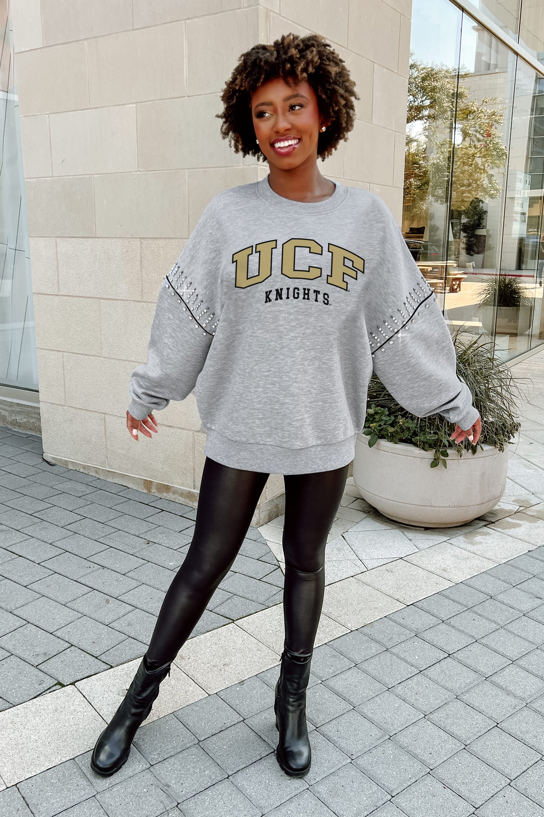 CENTRAL FLORIDA KNIGHTS COMPETITIVE EDGE FLEECE PULLOVER WITH JEWEL SLEEVE EMBELLISHMENTS