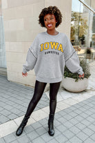 IOWA HAWKEYES COMPETITIVE EDGE FLEECE PULLOVER WITH JEWEL SLEEVE EMBELLISHMENTS