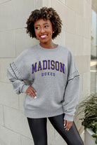 JAMES MADISON DUKES COMPETITIVE EDGE FLEECE PULLOVER WITH JEWEL SLEEVE EMBELLISHMENTS