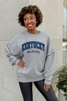 KENTUCKY WILDCATS COMPETITIVE EDGE FLEECE PULLOVER WITH JEWEL SLEEVE EMBELLISHMENTS