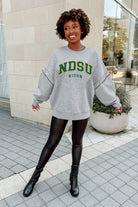 NORTH DAKOTA STATE BISON COMPETITIVE EDGE FLEECE PULLOVER WITH JEWEL SLEEVE EMBELLISHMENTS