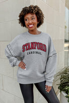 STANFORD CARDINAL COMPETITIVE EDGE FLEECE PULLOVER WITH JEWEL SLEEVE EMBELLISHMENTS