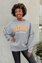 TENNESSEE VOLUNTEERS COMPETITIVE EDGE FLEECE PULLOVER WITH JEWEL SLEEVE EMBELLISHMENTS