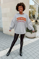 TUSKEGEE GOLDEN TIGERS COMPETITIVE EDGE FLEECE PULLOVER WITH JEWEL SLEEVE EMBELLISHMENTS