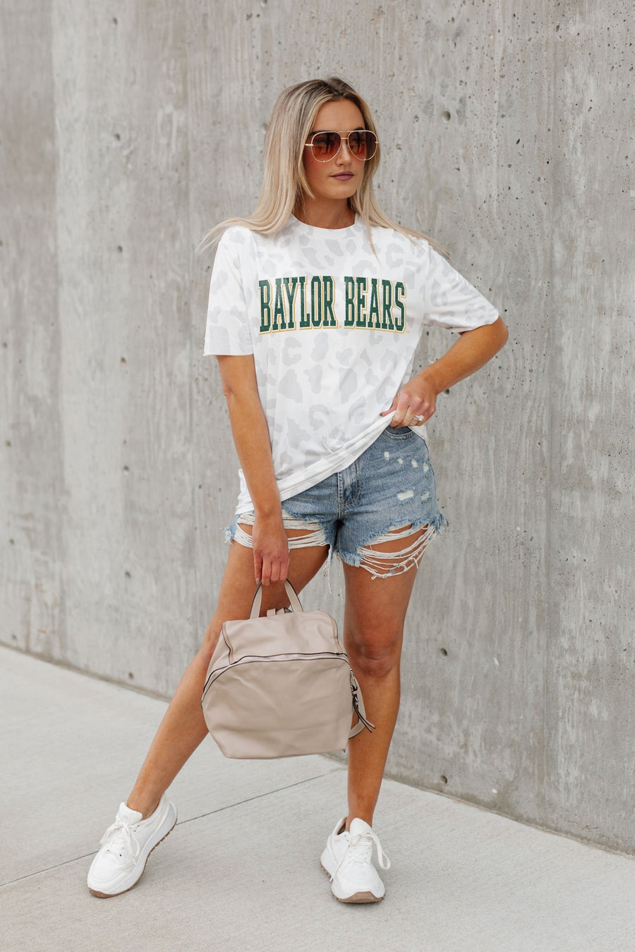 BAYLOR BEARS BONUS POINTS SUBTLE LEOPARD PRINT TEE