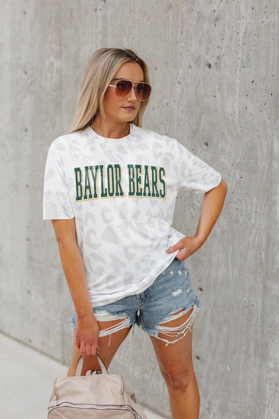 BAYLOR BEARS BONUS POINTS SUBTLE LEOPARD PRINT TEE