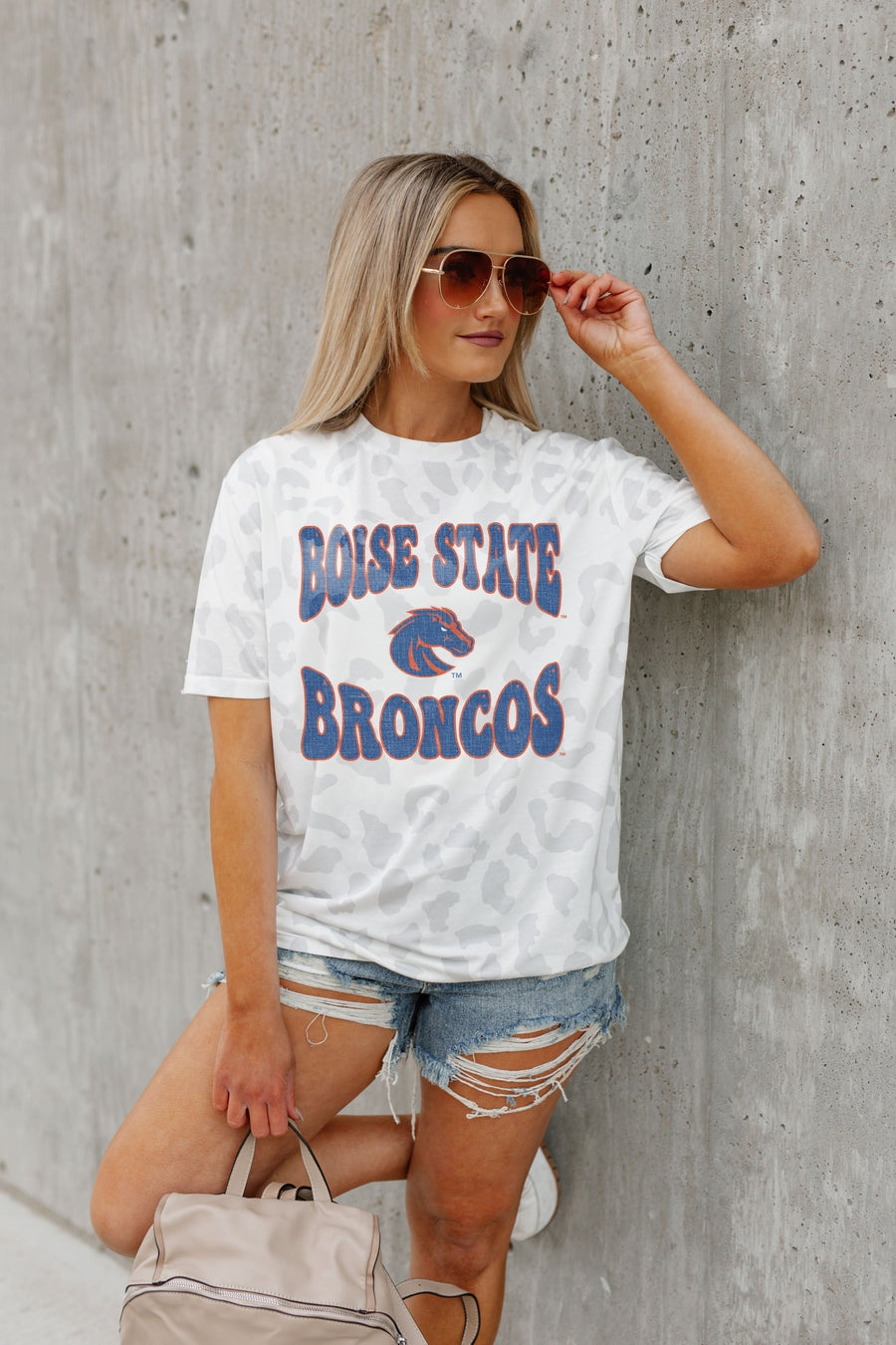 Women's Gameday Couture Gray Boise State Broncos Here To Play Oversized T- Shirt