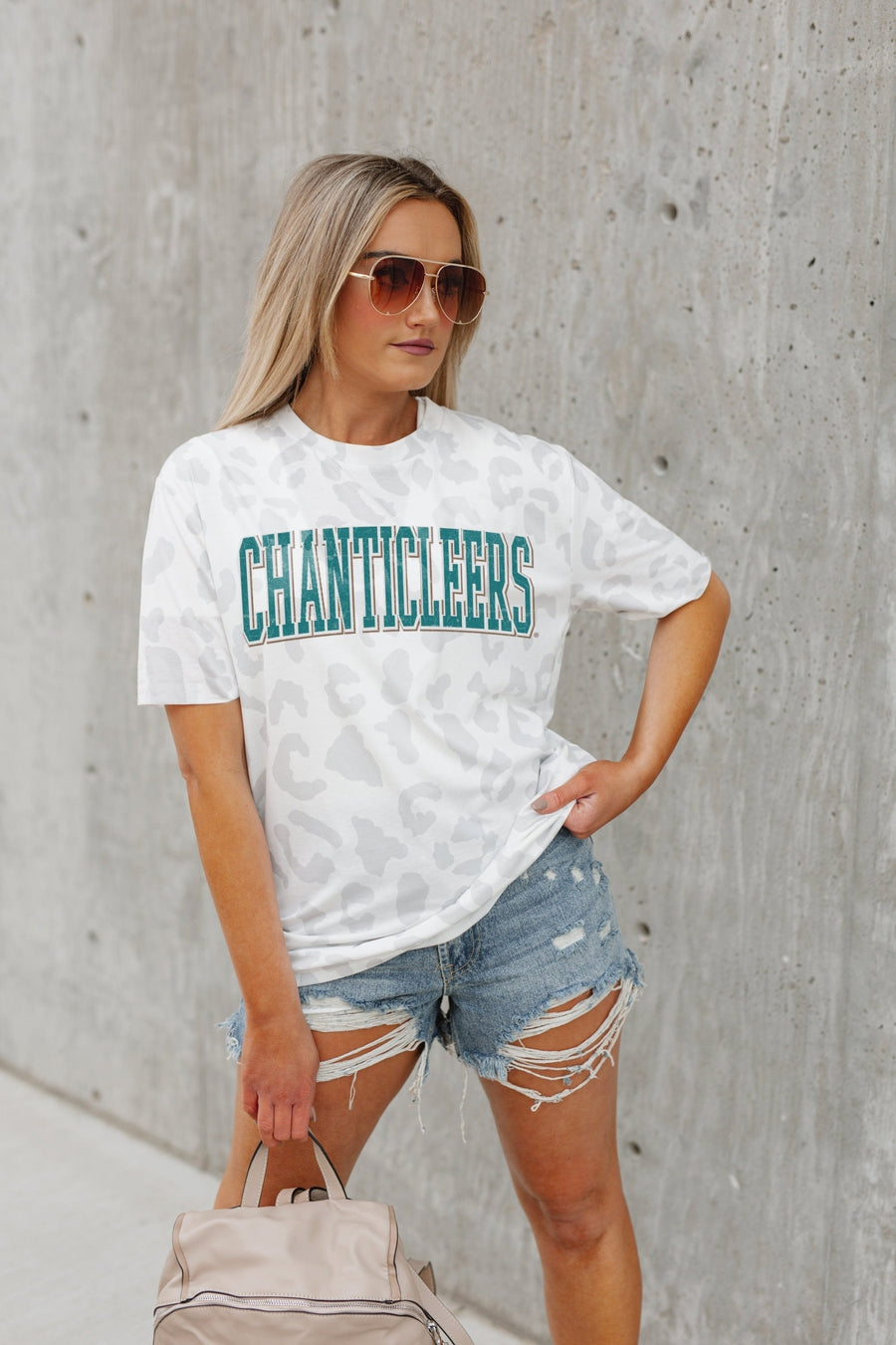 COASTAL CAROLINA CHANTICLEERS BONUS POINTS SUBTLE LEOPARD PRINT TEE