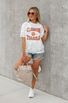 CLEMSON TIGERS CRUSHING VICTORY SUBTLE LEOPARD PRINT TEE