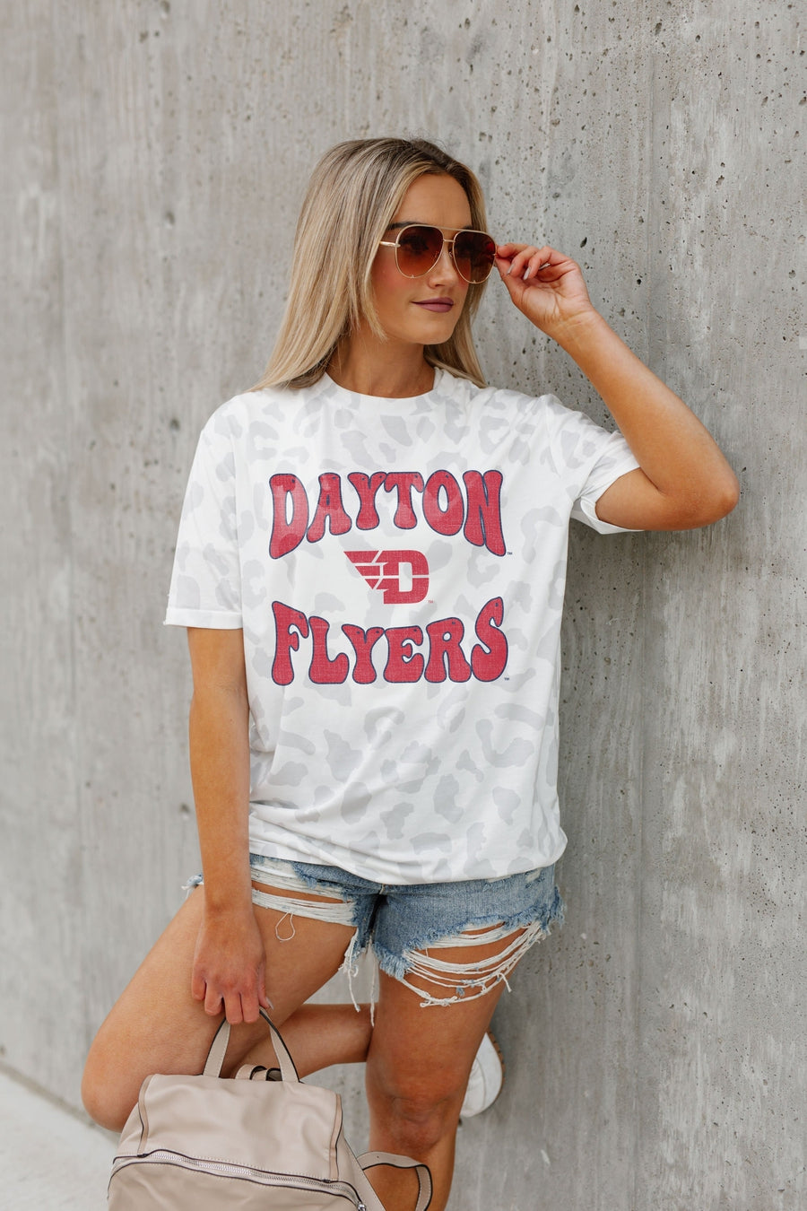 DAYTON FLYERS CRUSHING VICTORY SUBTLE LEOPARD PRINT TEE